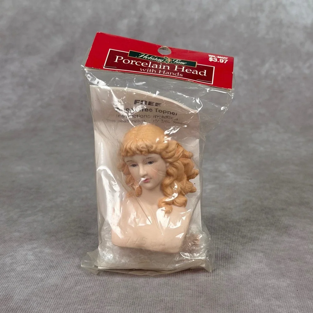 Vintage Mangelsen's Porcelain Head w Hands for Angel Tree Topper DIY Craft Kit